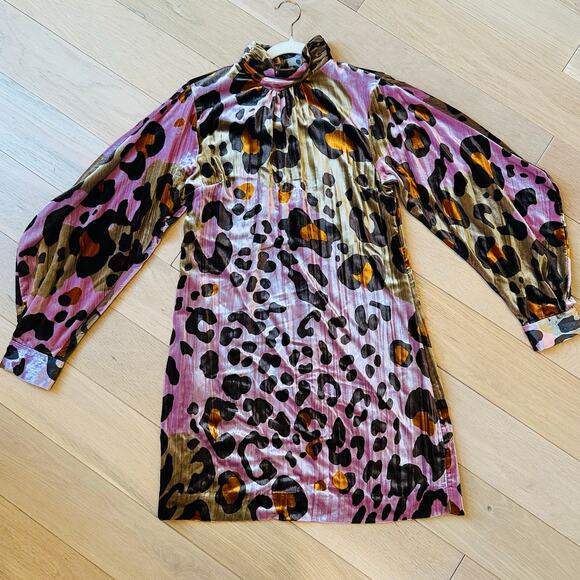 Anthropologie Eleanor Layla Velvet Leopard Tunic Dress Women's Sz 6 - Picture 4 of 10